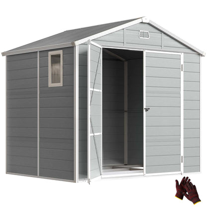 8' x 6' Plastic Garden Storage Shed, Light Grey Sheds at Gallery Canada