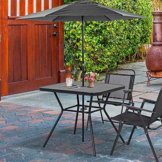 Square Outdoor Table, Patio Bistro Coffee Table, Faux-Marbled Top, 42mm Umbrella Hole, Dark Grey Patio Dinning Tables Black, Dark Grey at Gallery Canada