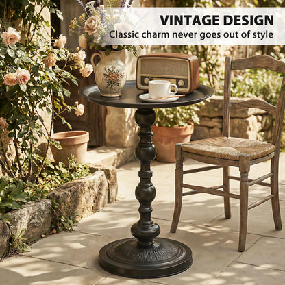 15.4" Round Outdoor Side Table, Tray Top Metal Patio Table, Black Patio Side Tables at Gallery Canada