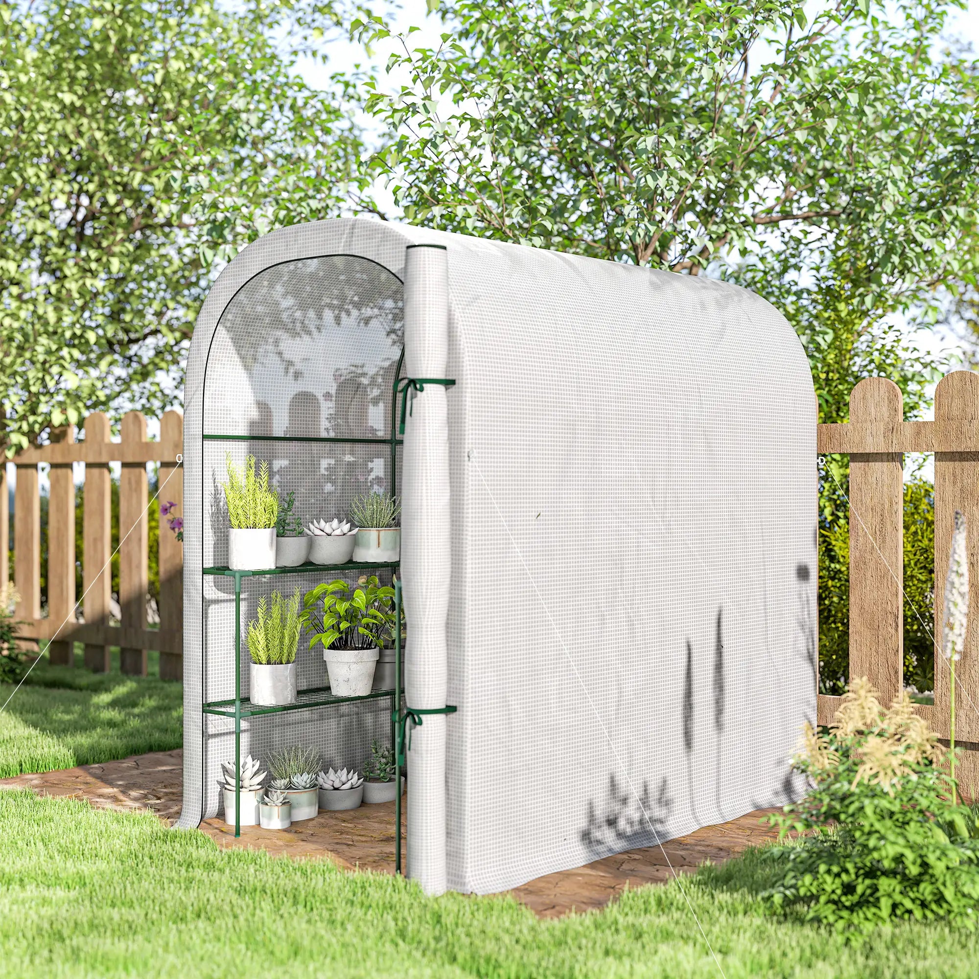 Walk-in Mini Greenhouse With Shelves, Portable Outdoor, 123 x 187 x 189 cm, White Greenhouses at Gallery Canada