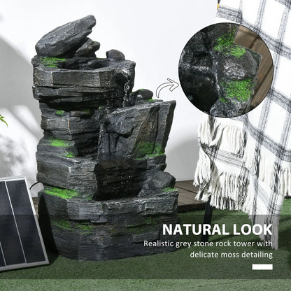 4 Tier Cascading Water Fountain with LED Lights, Pump, Outdoor Water Fountains at Gallery Canada