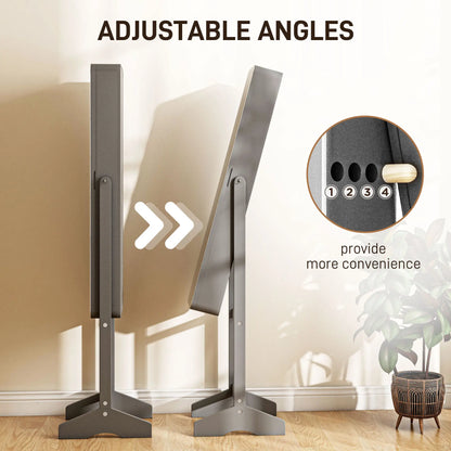 Standing Mirror Jewelry Cabinet, LED Lights, Angle Adjustable, Grey Jewelry Armoire & Jewellery Mirror Cabinets at Gallery Canada