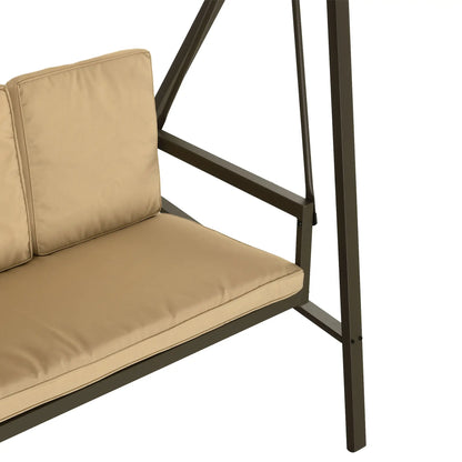 3 Seater Patio Swing Chair, Adjustable Canopy, Removable Cushions, Beige Patio Swings with Stand at Gallery Canada