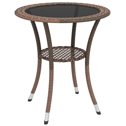 Outdoor Rattan Dining Table, Round Wicker Coffee Table with 2-Tier Shelf, Brown Patio Dinning Tables at Gallery Canada