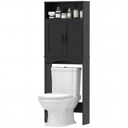Over The Toilet Storage Cabinet, 2 Doors, Open Shelf, Black Over The Toilet Storage Black at Gallery Canada