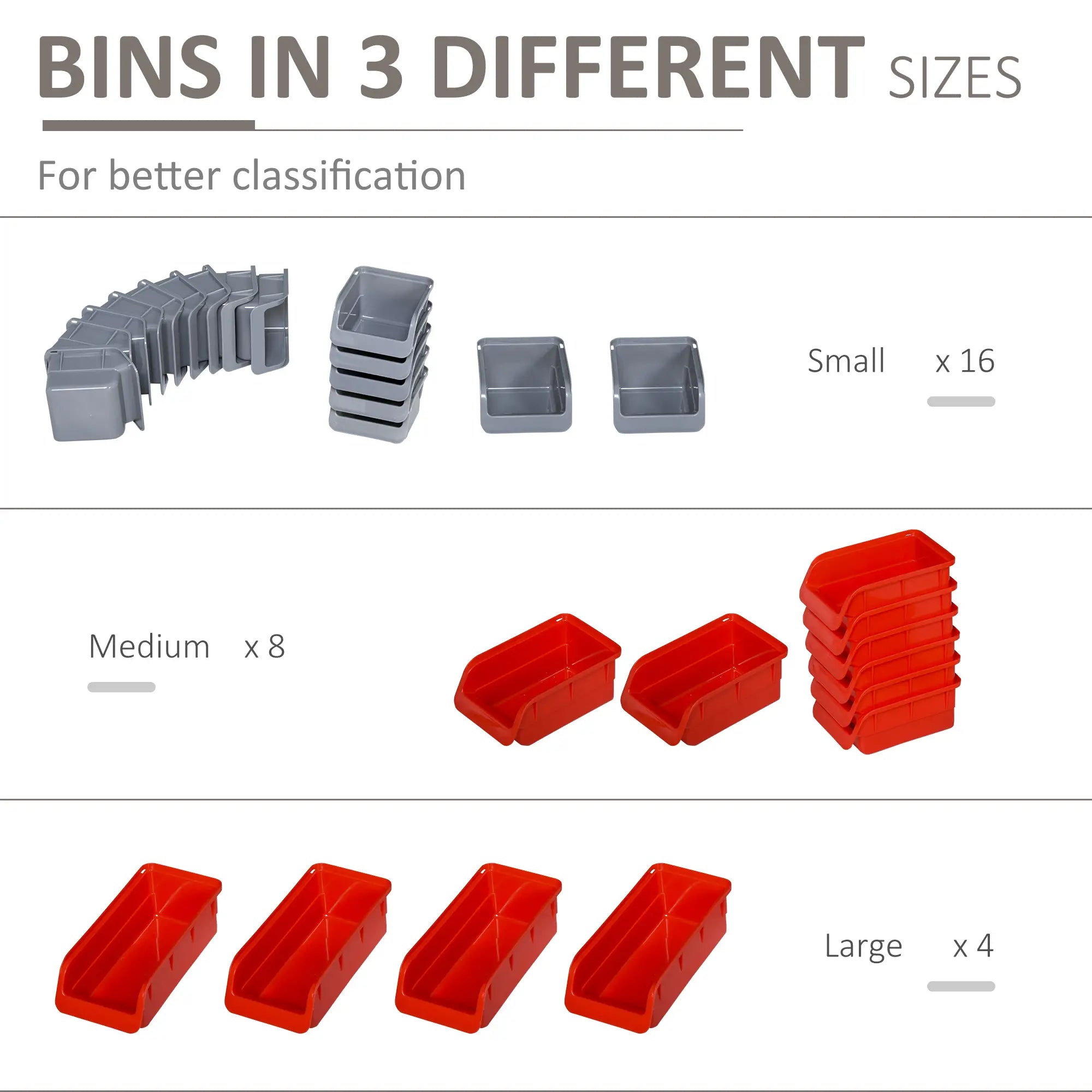 44PC Wall Mounted Storage Bins, Hardware Organizer, Pegboard, Red Tool Organizers at Gallery Canada