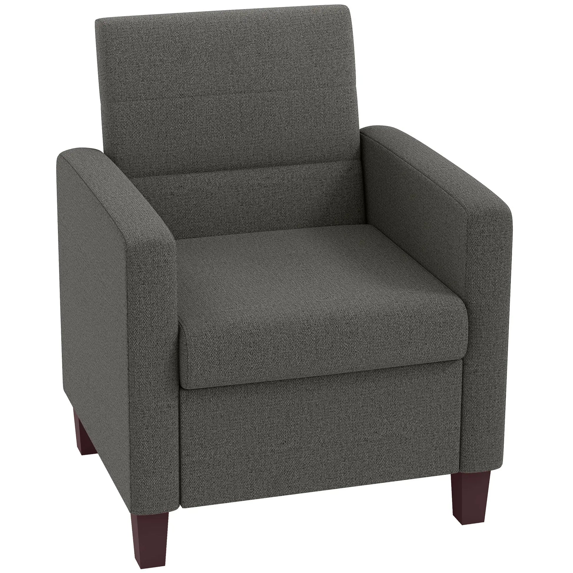 Modern Fabric Accent Chair, Seat Cushion, Non-Slip Pads, Dark Grey Accent Chairs at Gallery Canada