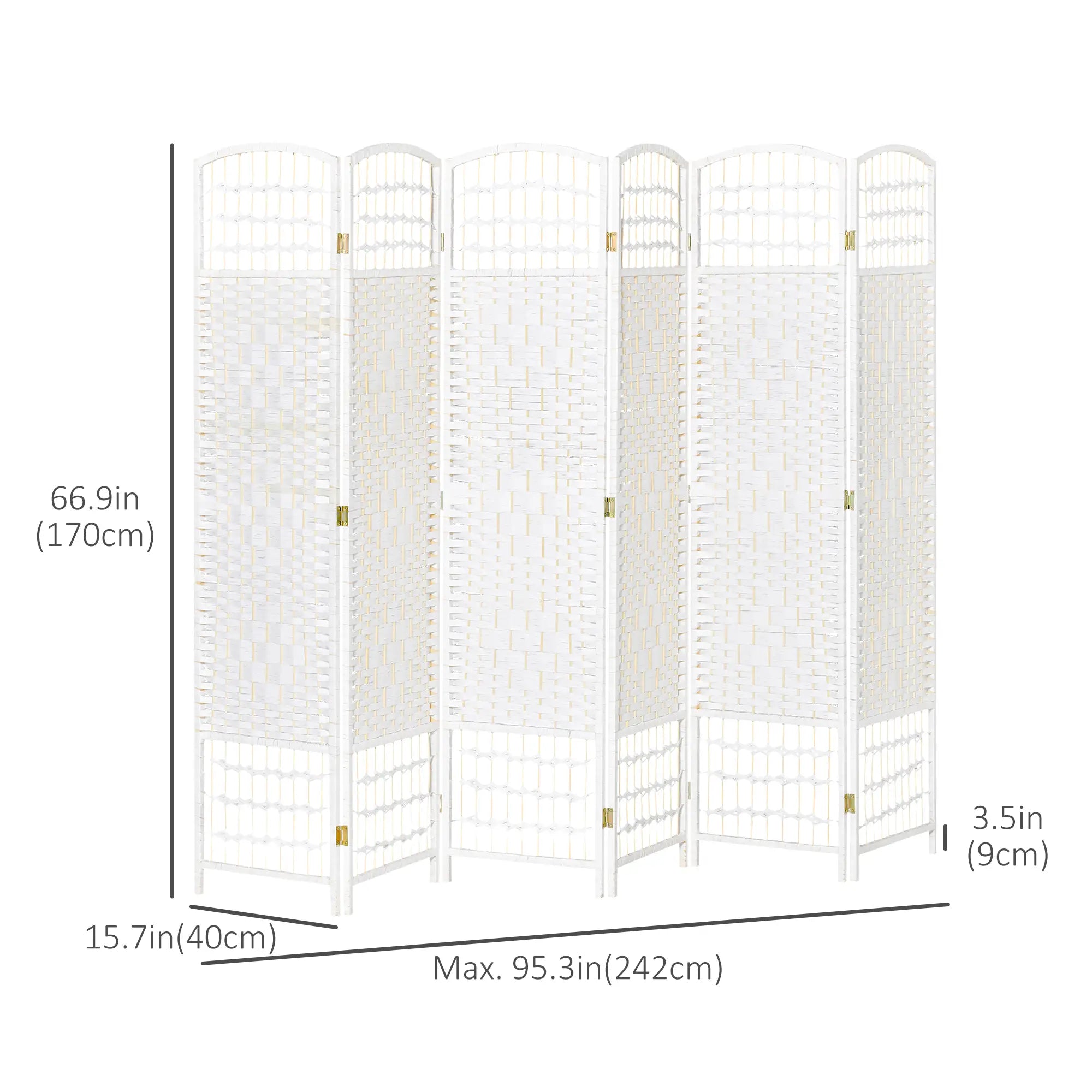 6 Panel Room Divider, 5.6 ft Tall, Folding Privacy Screen, White Room Dividers at Gallery Canada