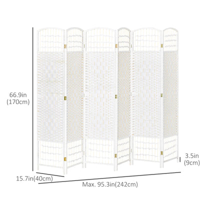 6 Panel Room Divider, 5.6 ft Tall, Folding Privacy Screen, White Room Dividers at Gallery Canada