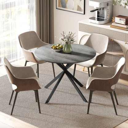 40" Round Kitchen Table For 4, Industrial Dining Table, Distressed, Grey Dining Tables at Gallery Canada
