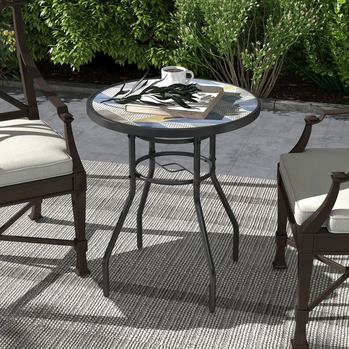23.6" Round Patio Table, Outdoor Side Table, Multicolour Patio Side Tables at Gallery Canada