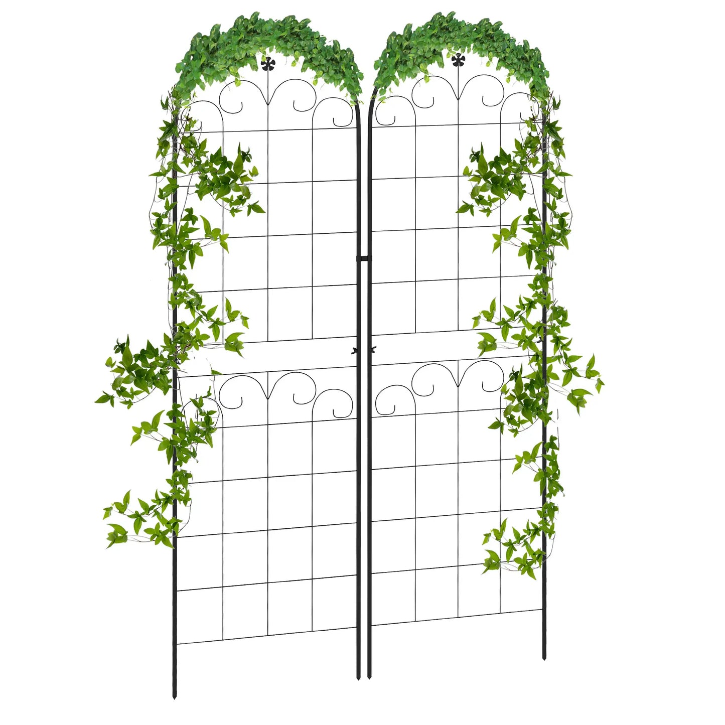 2 Pcs Metal Garden Trellis, Outdoor Plant Support, Patio Lawn Backyard Plant Stands Black at Gallery Canada