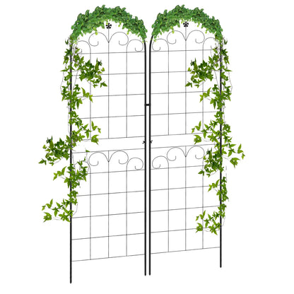 2 Pcs Metal Garden Trellis, Outdoor Plant Support, Patio Lawn Backyard Plant Stands Black at Gallery Canada