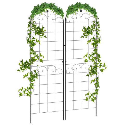 2 Pcs Metal Garden Trellis, Outdoor Plant Support, Patio Lawn Backyard Plant Stands Black at Gallery Canada
