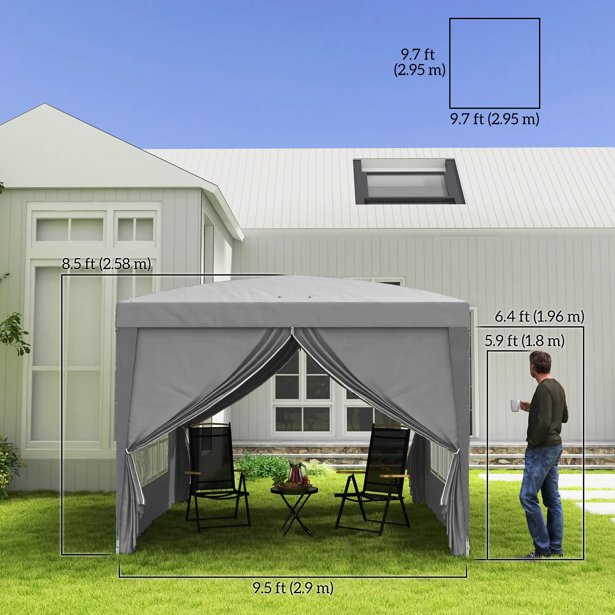 10'x10' Light Grey Outdoor Pop Up Party Tent Wedding Gazebo Canopy, Light Grey Pop Up Canopies at Gallery Canada