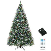 Sapin de Noël de 9 pieds floqué et pré-éclairé, épicéa, double couleur, télécommande, double couleur