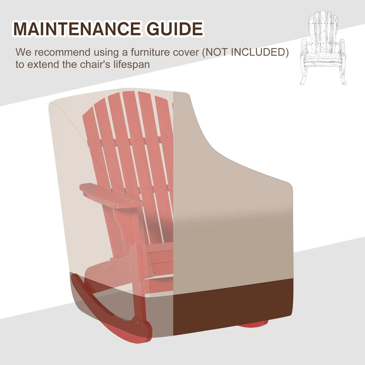 Wooden Adirondack Rocking Chair, Slatted Design, Fanned Back, Rustic, Red Outdoor Rocking Chairs at Gallery Canada