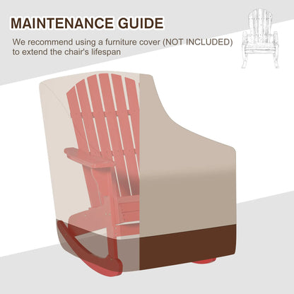Wooden Adirondack Rocking Chair, Slatted Design, Fanned Back, Rustic, Red Outdoor Rocking Chairs at Gallery Canada