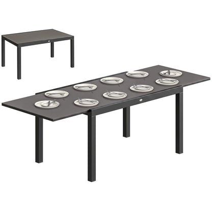 Expandable Outdoor Dining Table, 55"-95", Tempered Glass Top, Aluminum Frame, Black Patio Dining Tables at Gallery Canada