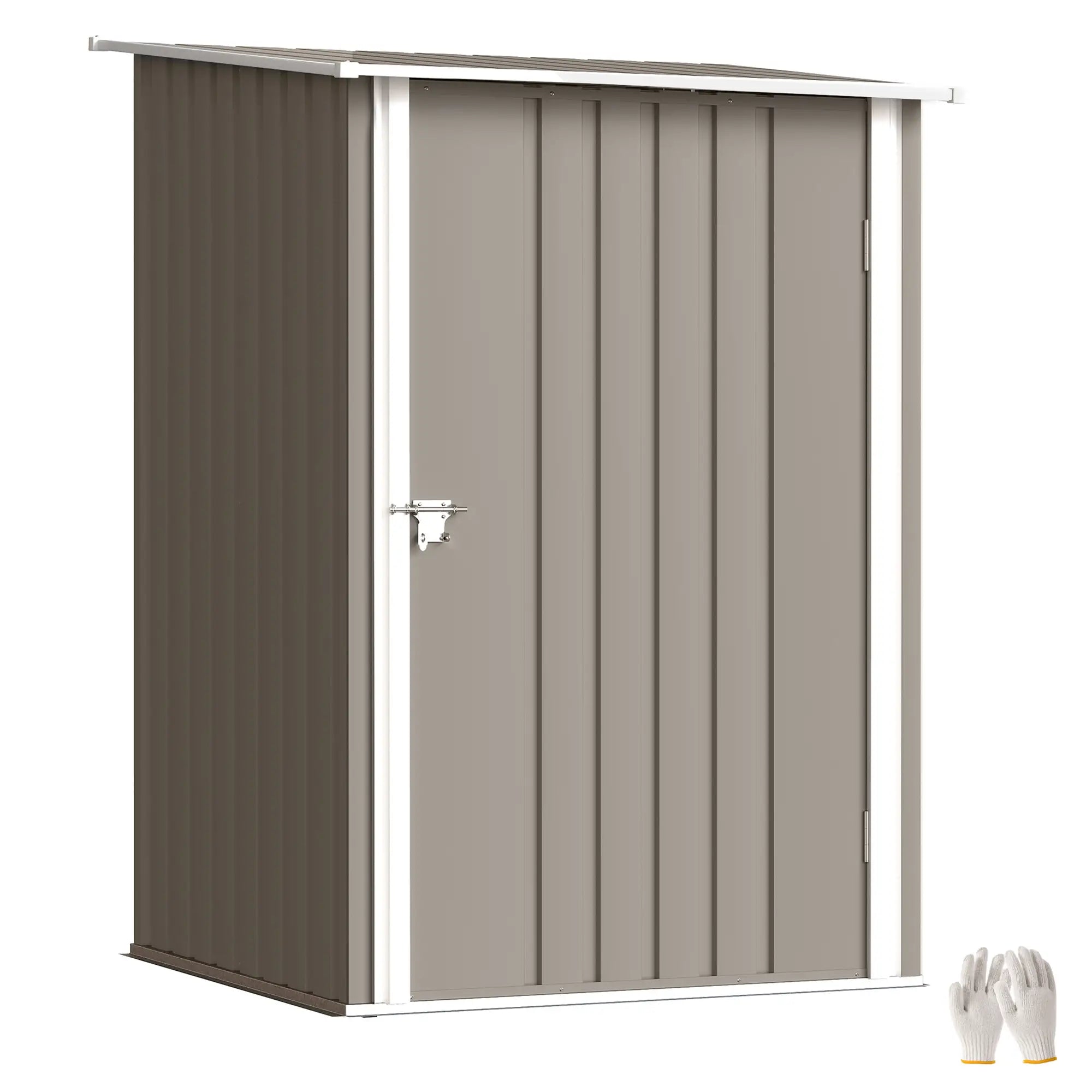 3.3' x 3.4' Outdoor Storage Shed, Galvanized Steel, Lockable Door, Brown and White Sheds at Gallery Canada