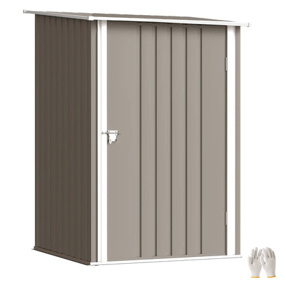 3.3' x 3.4' Outdoor Storage Shed, Galvanized Steel, Lockable Door, Brown and White Sheds at Gallery Canada