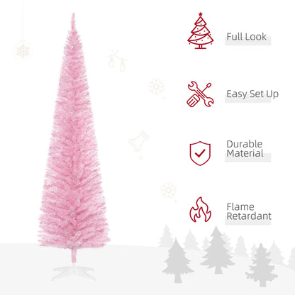7' Slim Artificial Christmas Tree, Realistic Branches, Sturdy Metal Stand, Pink Pencil Christmas Trees at Gallery Canada
