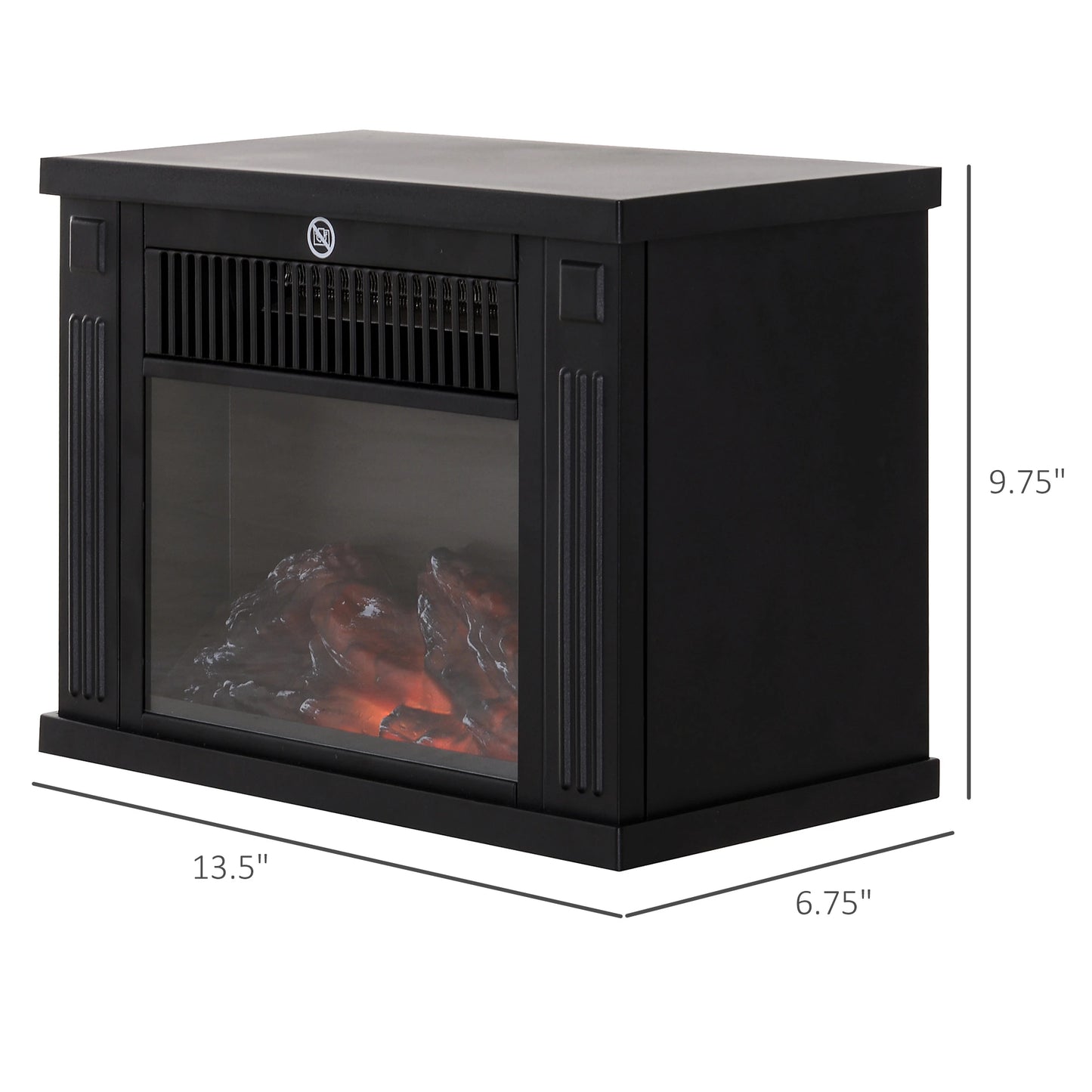 14" 1000W Mini Standing Electric Fireplace Heater, Black Electric Fireplaces at Gallery Canada