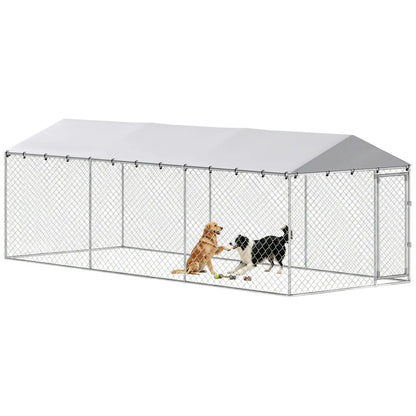 20' X 7.5' X 6.5' Dog Kennel Outdoor, Waterproof Cover, Silver Dog Kennels at Gallery Canada
