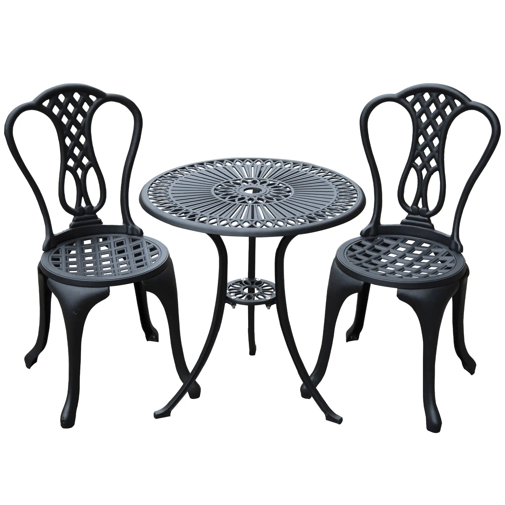 3-Piece Antique Outdoor Bistro Set, Cast Aluminum, Black Bistro Sets Black at Gallery Canada