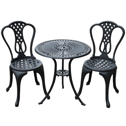 3-Piece Antique Outdoor Bistro Set, Cast Aluminum, Black Bistro Sets Black at Gallery Canada