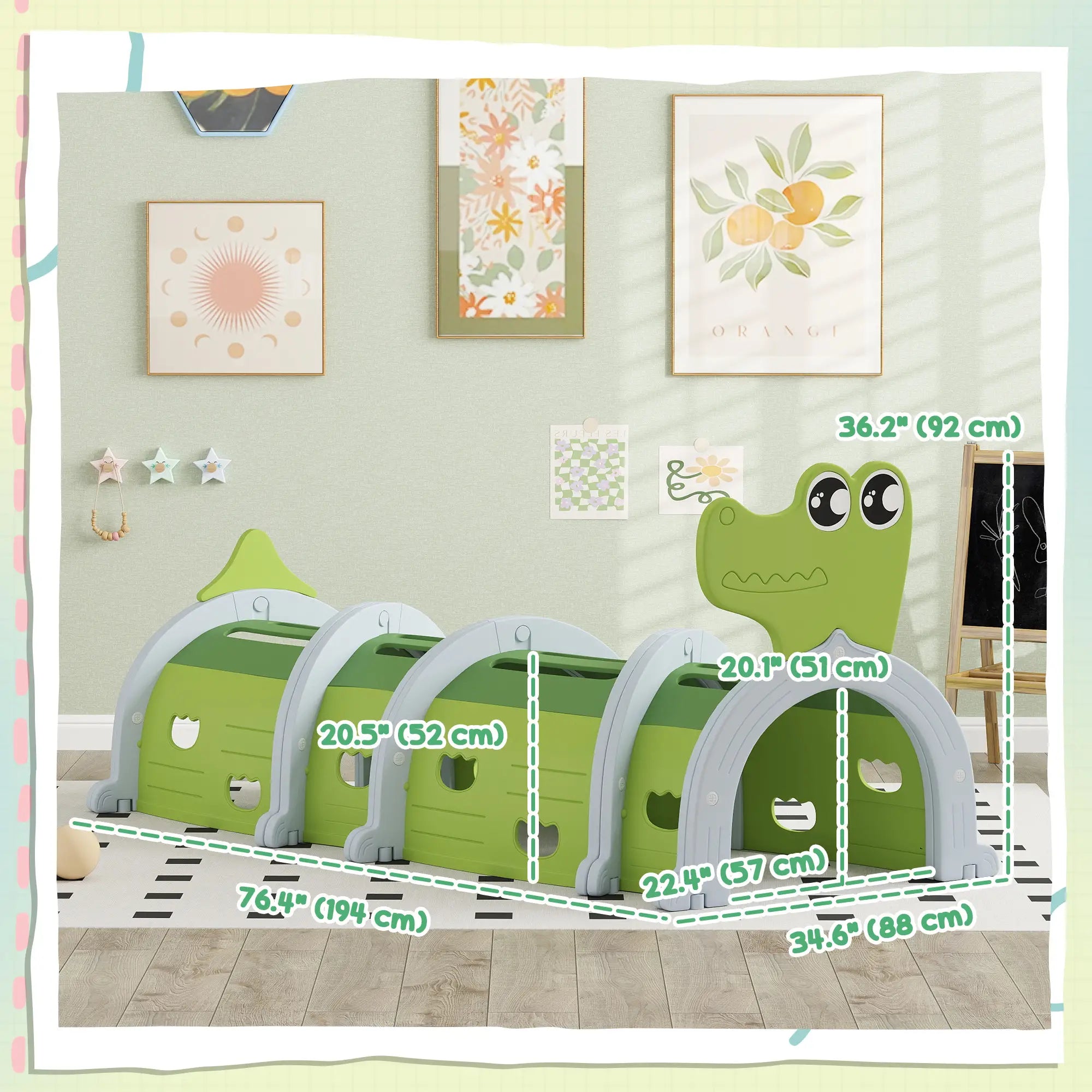 Crocodile Design Tunnel for Kids, 3-6 Years, Green Children's Play Tunnels at Gallery Canada