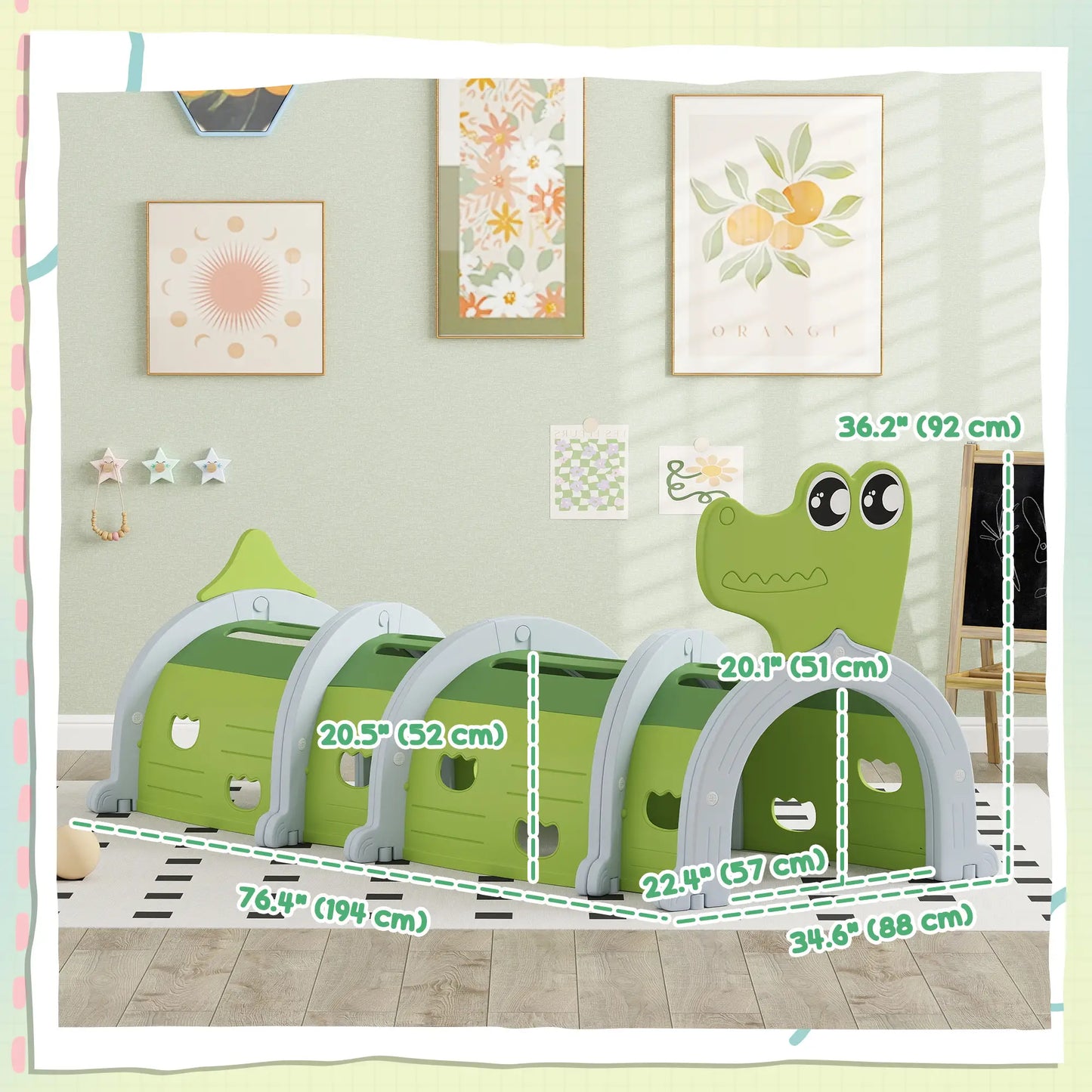Crocodile Design Tunnel for Kids, 3-6 Years, Green Children's Play Tunnels at Gallery Canada