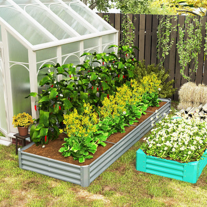 12 x 4 x 1 pied Lit de Jardin surélevé Galvanisé, Bac à Plantes Extérieur, Argenté