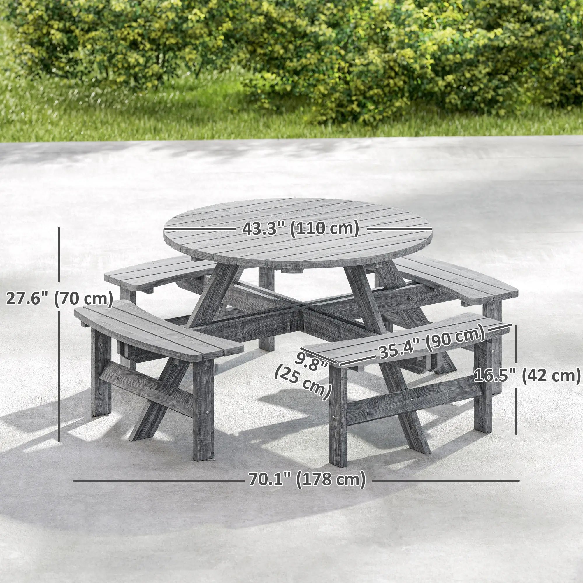 8 Seater Round Wooden Pub Bench, Patio Dining Set, Outdoor Patio Outdoor Dining Sets at Gallery Canada