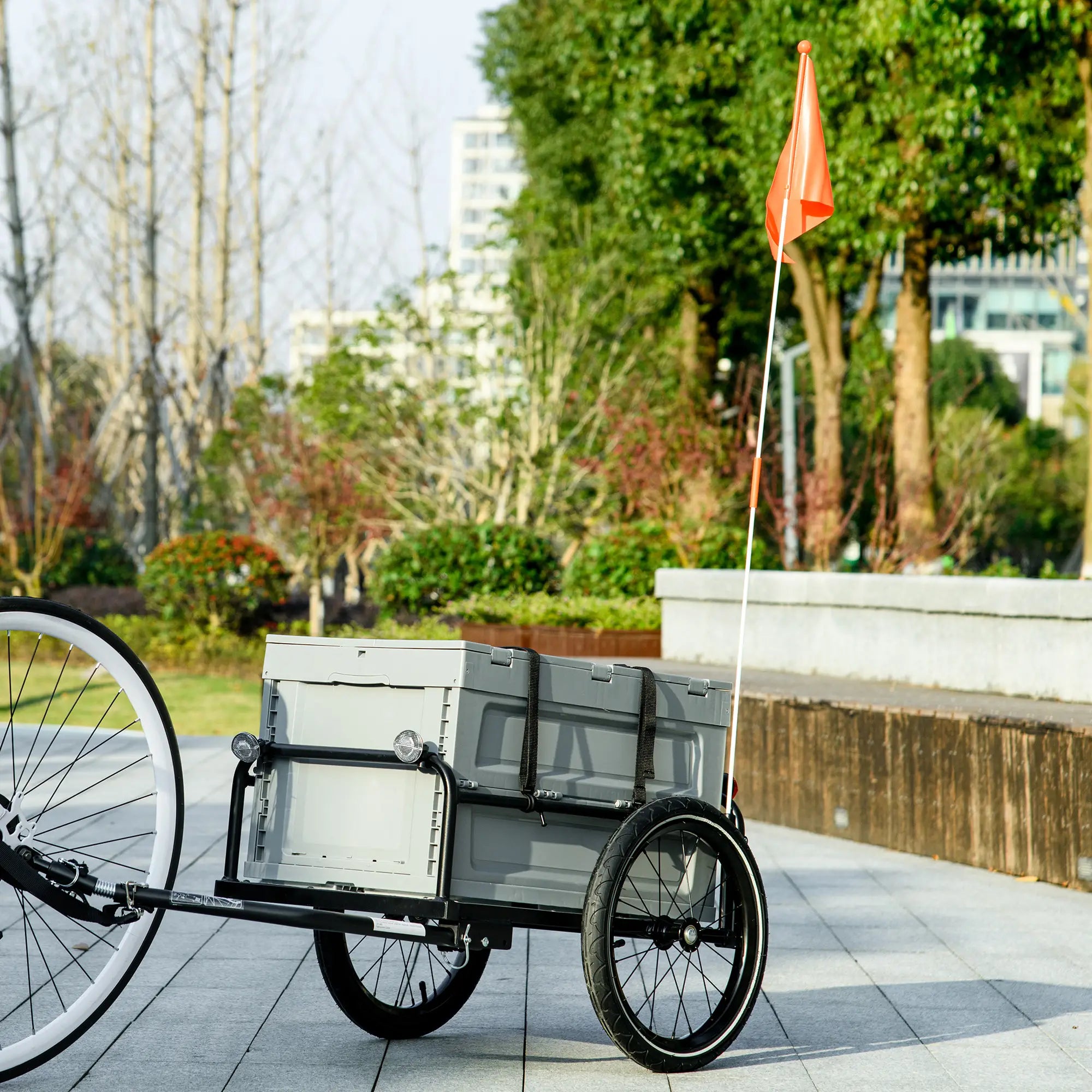 Steel Bike Trailer, Bicycle Cargo with Storage Box, Reflectors, Max Load 88LBS Bike Cargo Trailers at Gallery Canada