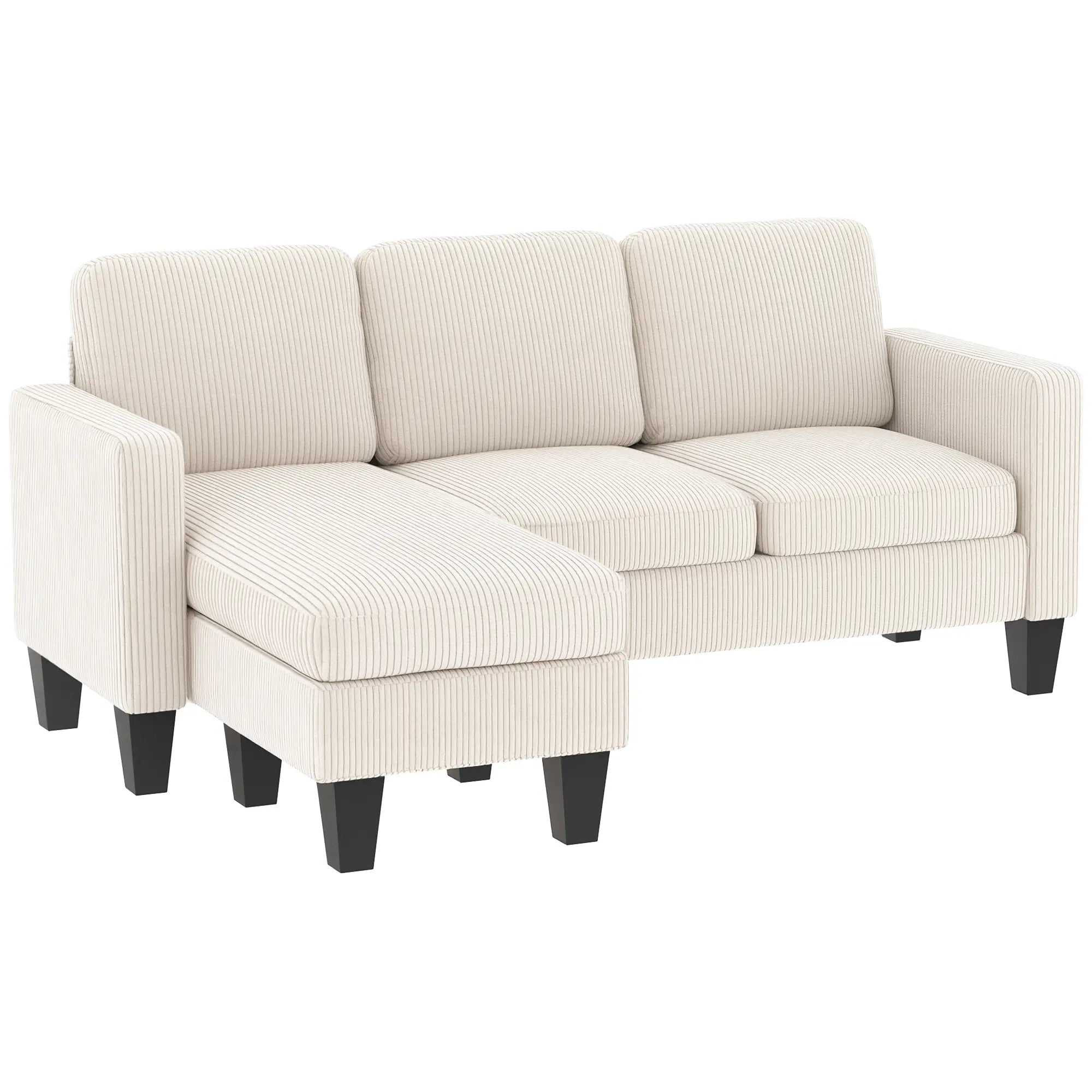 L Shaped Sectional Sofa, With Chaise Or Ottoman, Cream White 3-Seater Sofas at Gallery Canada