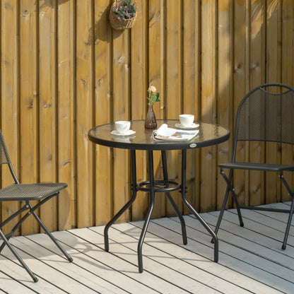 31.5" Round Outdoor Dining Table, Glass Top, Steel Frame, Garden Patio Patio Dinning Tables at Gallery Canada