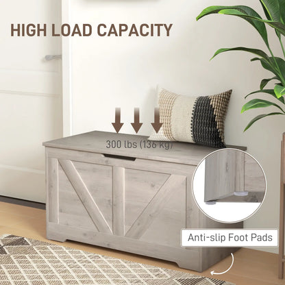 31.5 Inches Storage Chest, Wooden Box, Wood Grain, Grey Storage Cabinets at Gallery Canada