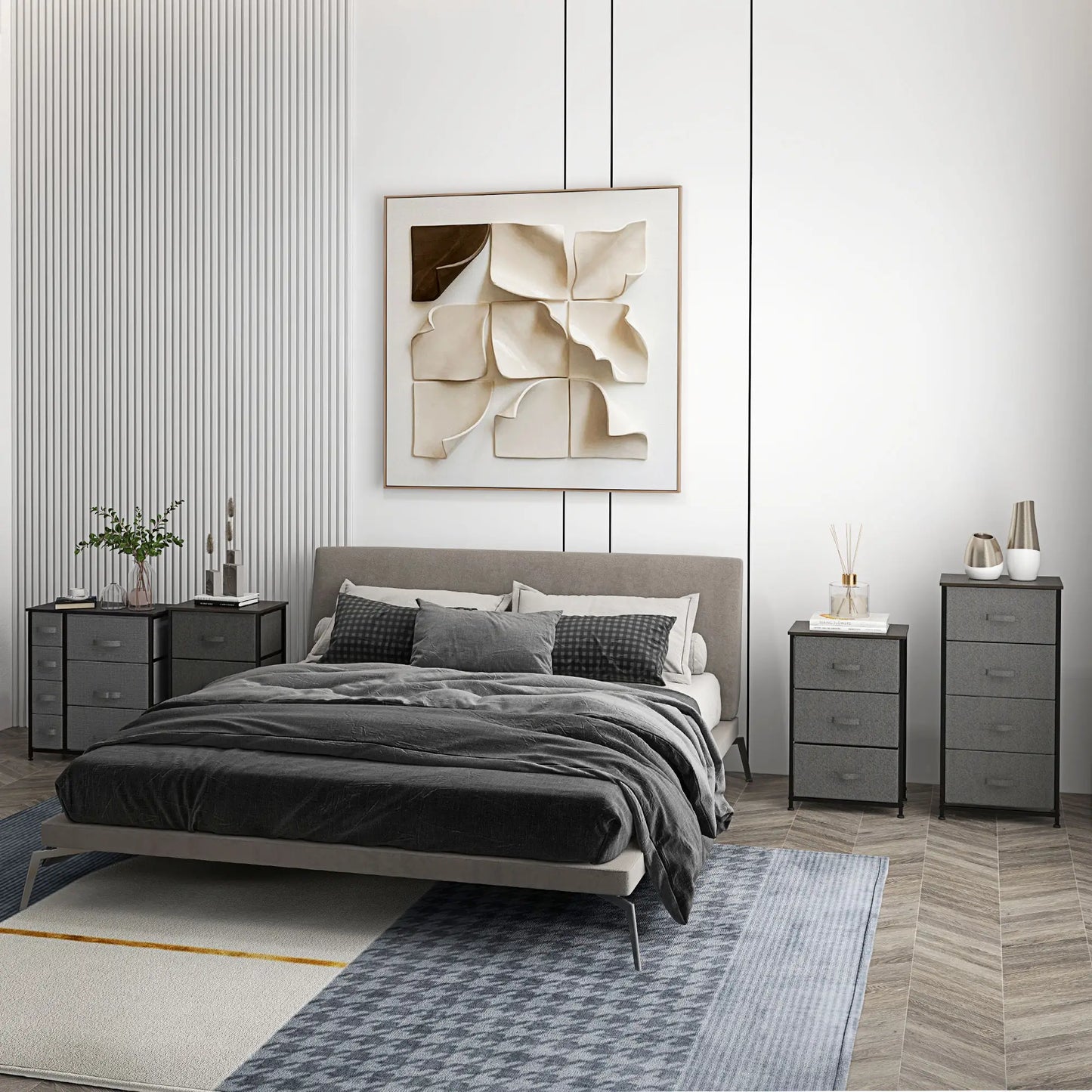 7 Drawer Dresser, Metal Frame, Fabric, Dark Grey Storage Cabinets at Gallery Canada
