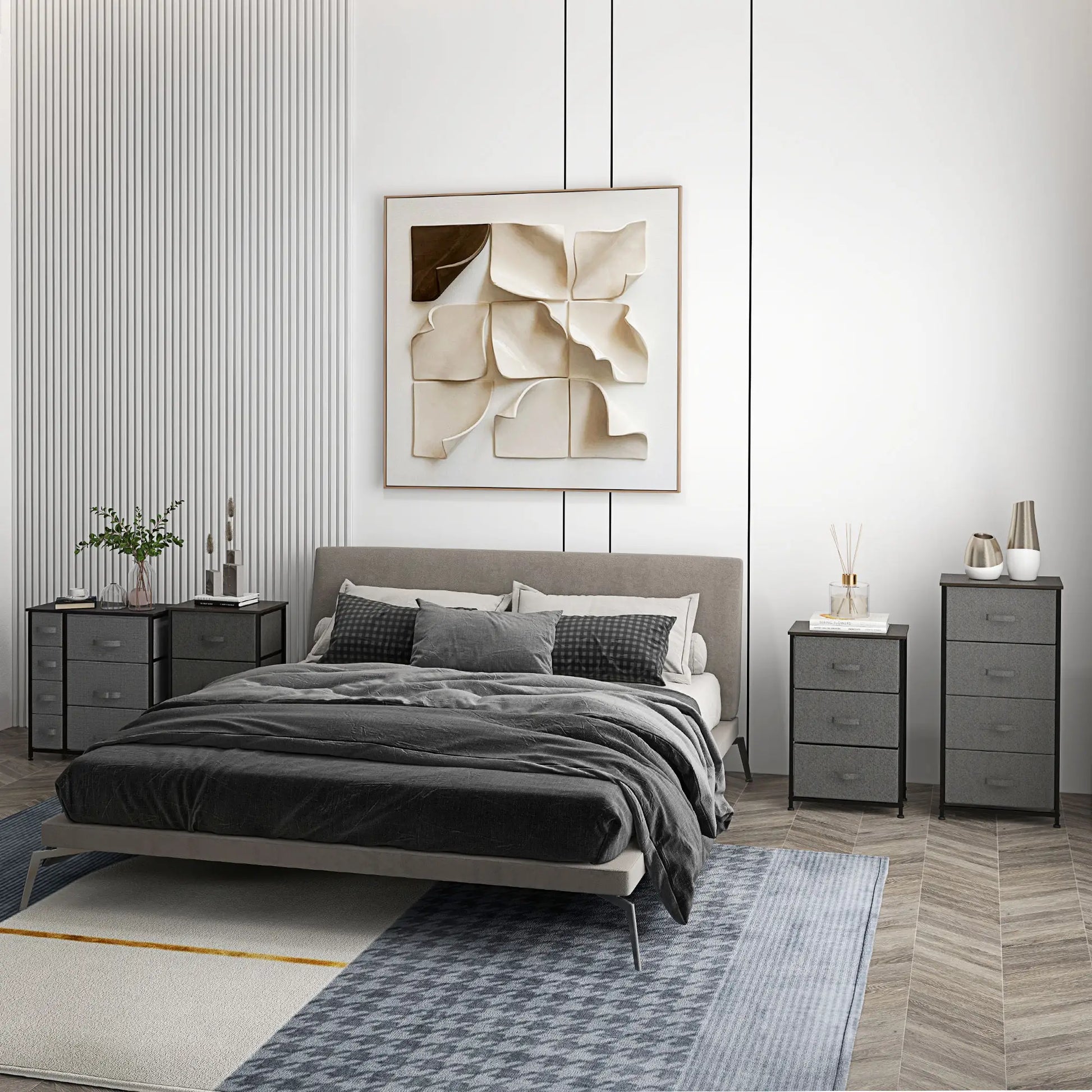 7 Drawer Dresser, Metal Frame, Fabric, Dark Grey Storage Cabinets at Gallery Canada