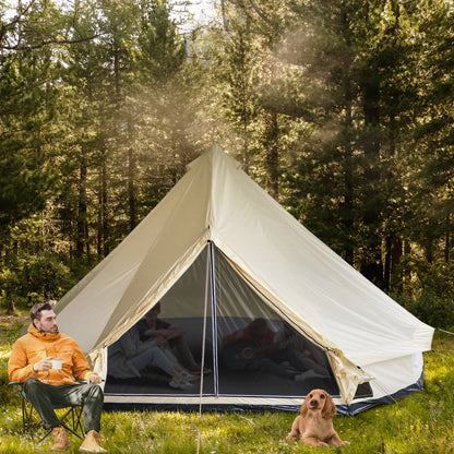 16.4' Large Family Teepee Tent, Canvas Camp Shelter, Beige Camping Tents at Gallery Canada