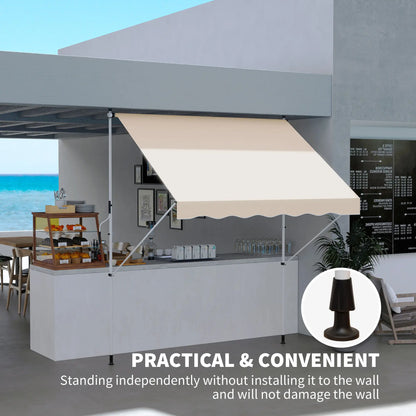 10x5ft Manual Retractable Awning, Water Resistant UV Protector, Beige Door Awnings at Gallery Canada