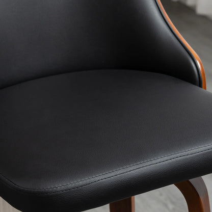 PU Leather Swivel Bar Stools, Set of 2, Solid Wood Legs, Black Bar Stools at Gallery Canada