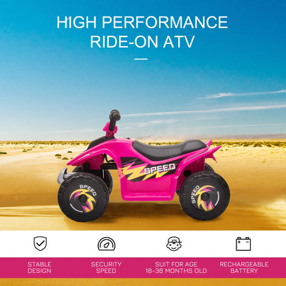 Kids Ride on ATV, 6V Battery Powered, for 18-36 Months, Pink