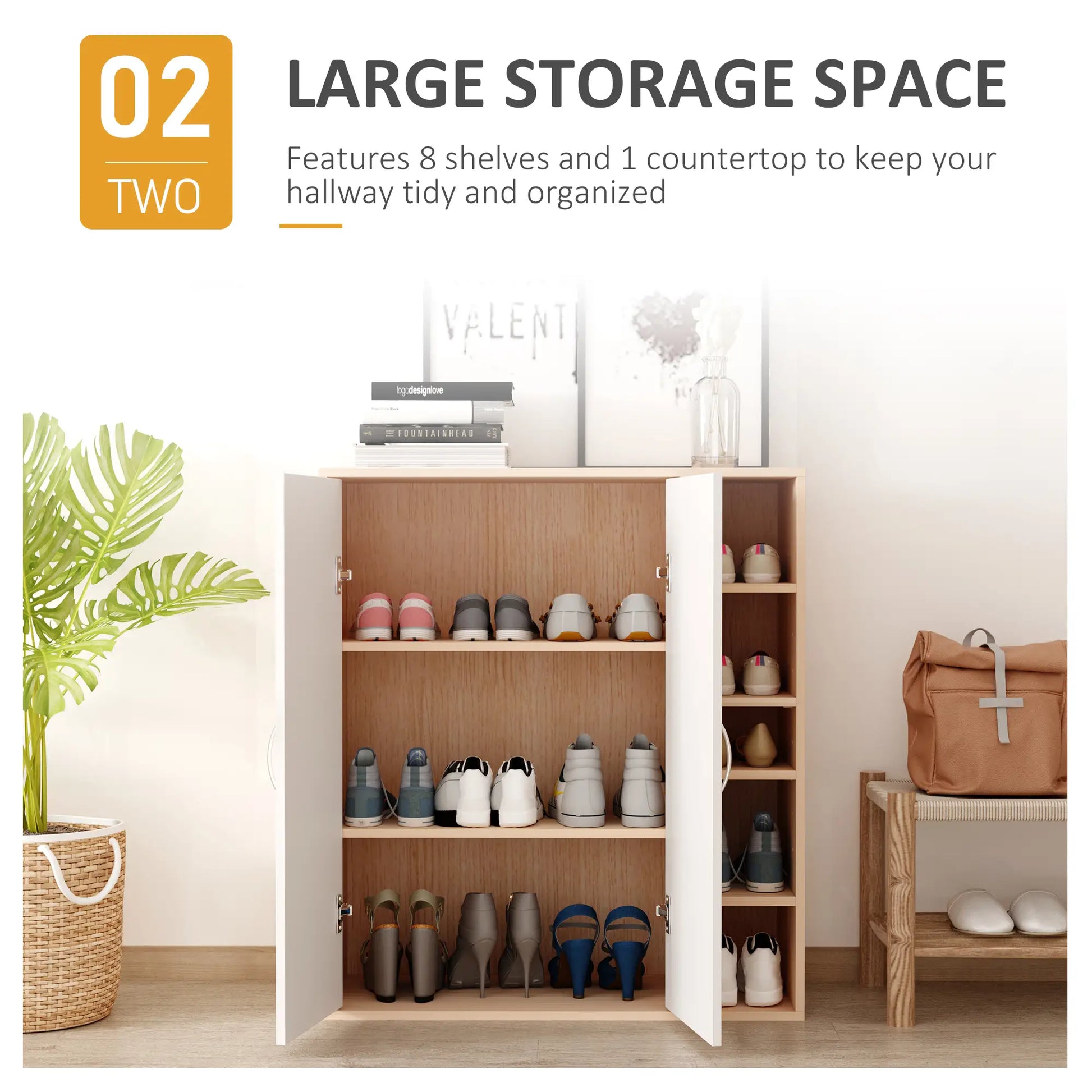 35.5" Shoe Cabinet, 3-Tier Adjustable Shelves, 5 Open Cubes, Natural Shoe Storage Cabinets & Racks at Gallery Canada