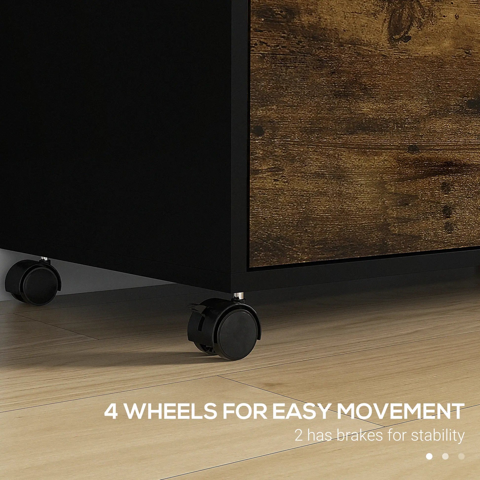 Lateral Filing Cabinet with Drawers, Lock, Wheels, Rustic Brown Office Cabinets & Cupboards at Gallery Canada