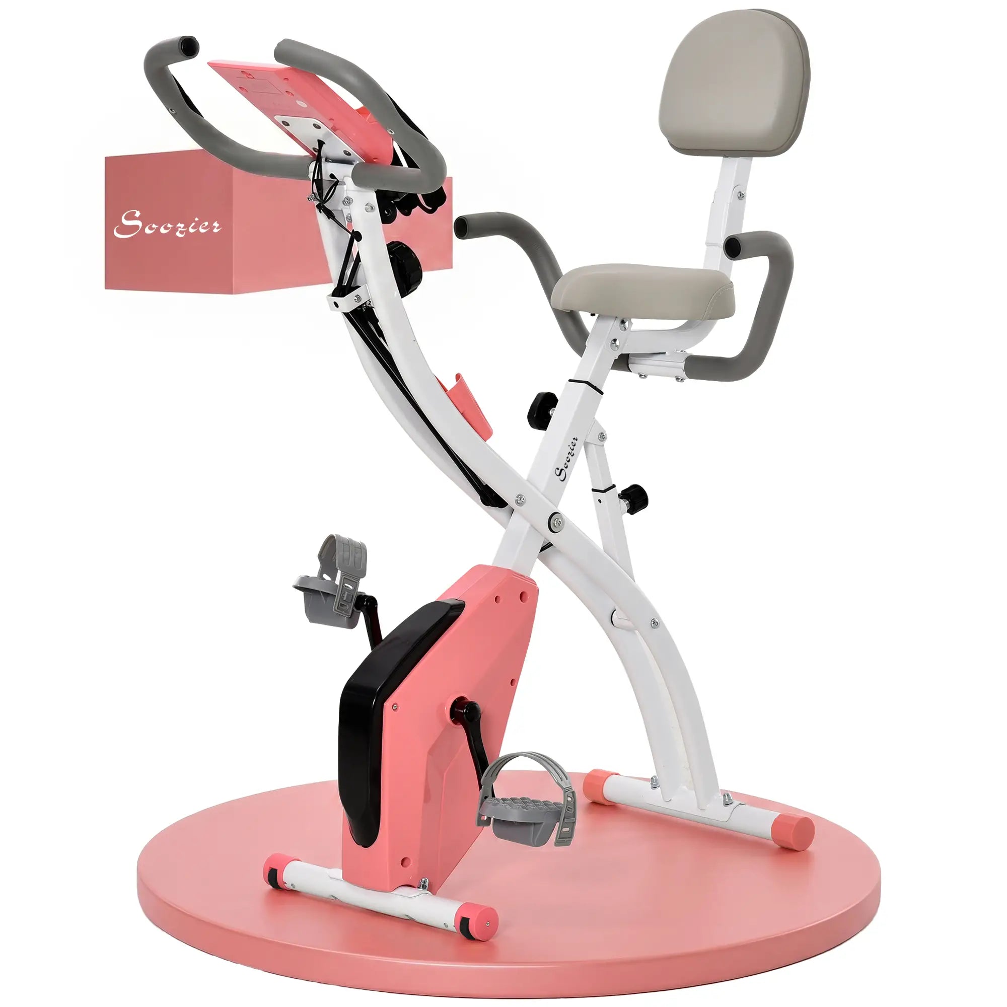 Folding Exercise Bike, 8-Level Magnetic Resistance, Adjustable Seat, Pink Exercise & Stationary Bikes Pink at Gallery Canada