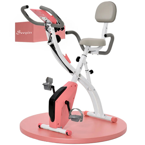 Folding Exercise Bike, 8-Level Magnetic Resistance, Adjustable Seat, Pink