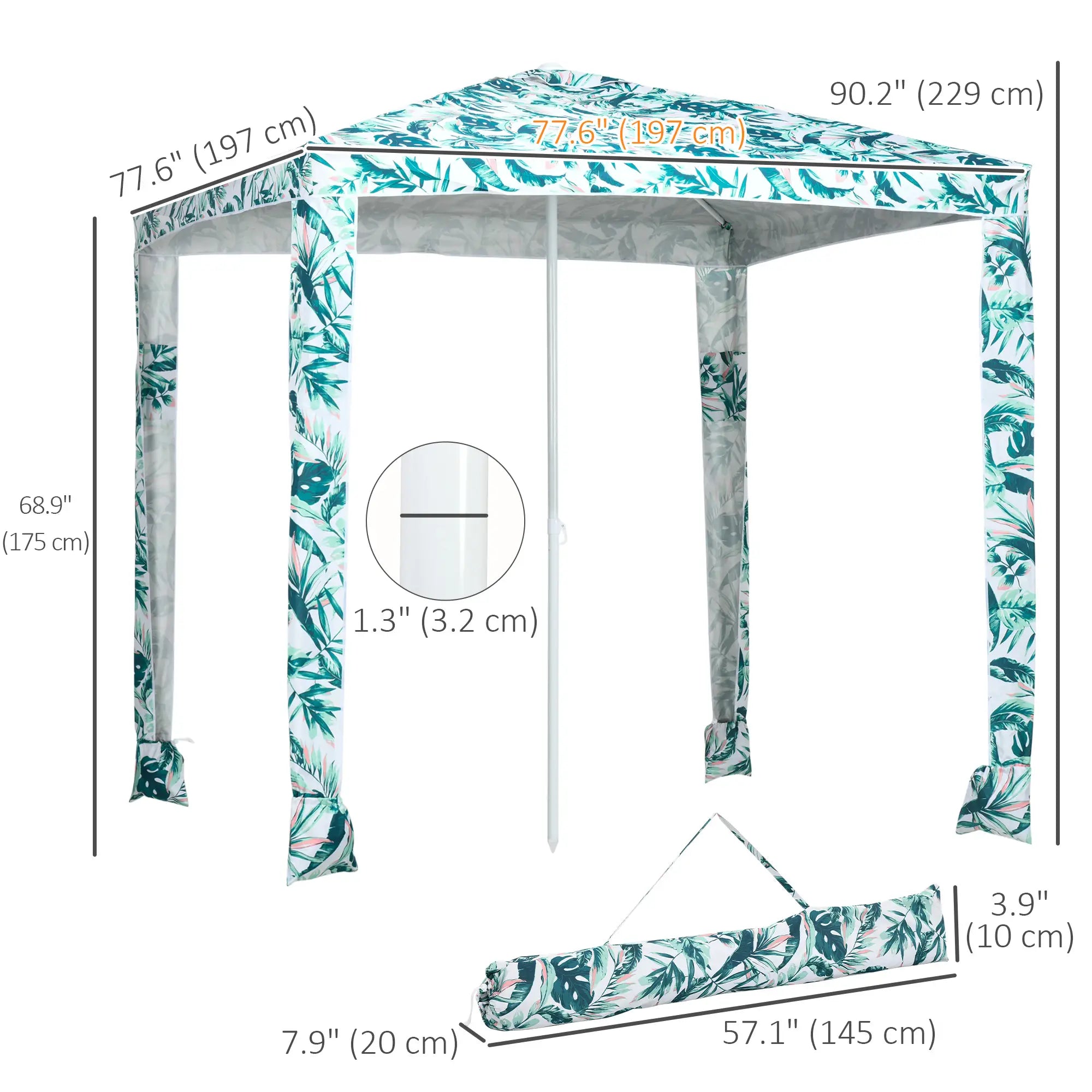 6.5' Beach Umbrella, UV50+ Sun Shade with Sandbags, Green Beach Umbrellas at Gallery Canada
