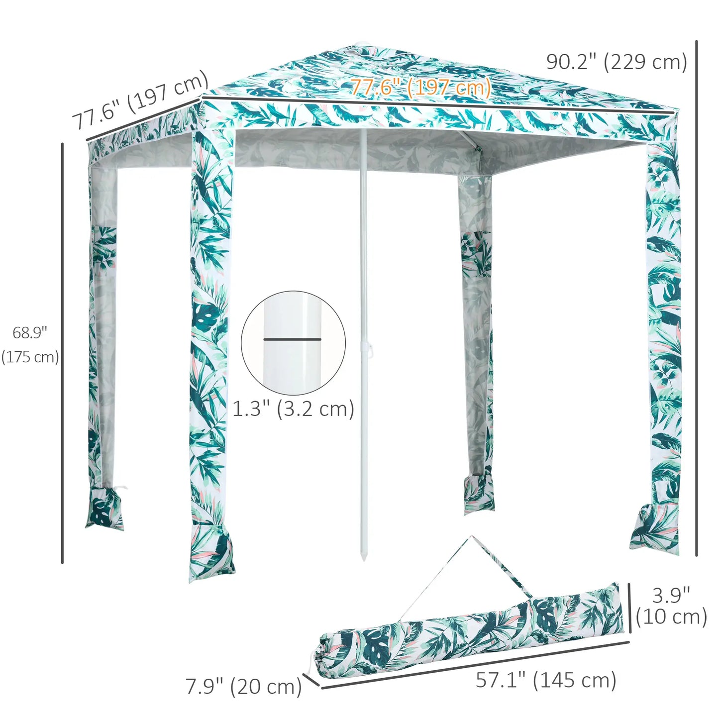 6.5' Beach Umbrella, UV50+ Sun Shade with Sandbags, Green Beach Umbrellas at Gallery Canada